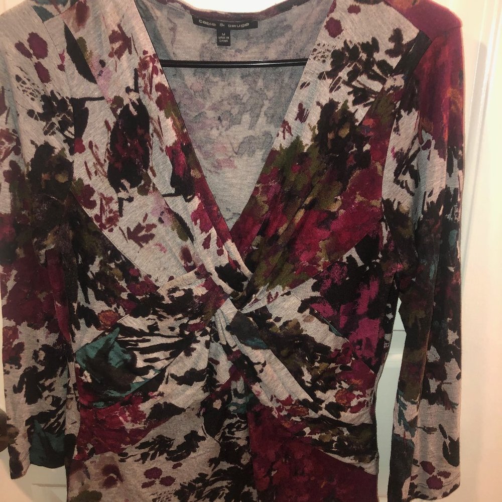 Flower Print 3/4 Sleeve Top